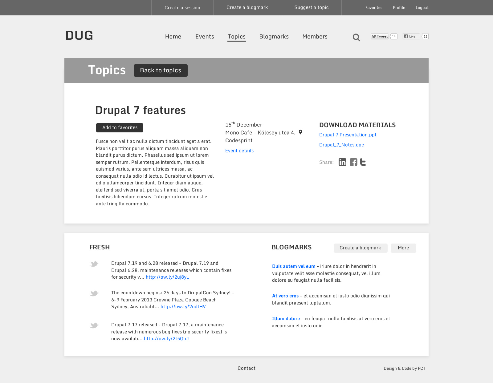 Topic detail page